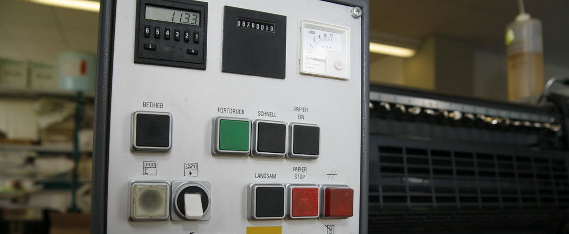 Detail der Druckmaschine.